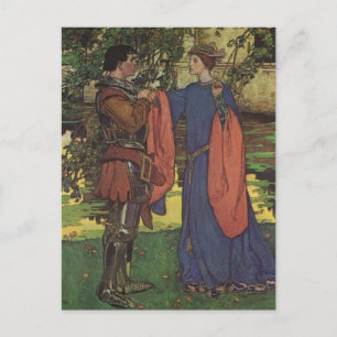 Vintage Held Prinz Ritter Strahlende Rüstung Prinz Postkarte