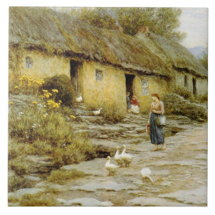 Vintage Helen Allingham Irisches Cottage Fliese