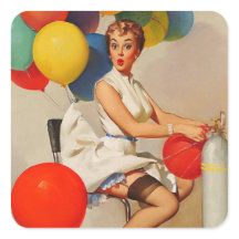 Vintage Helium-Party-Ballons Button up Girl