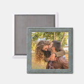 Vintage hellblaue Imitate mit Holzrahmen Magnet (Vorderseite/Rückseite)