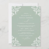 Vintage helle Sage Grün Elegantes Foto Hochzeit Einladung (Vorderseite)