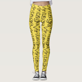 Vintage hellgelbe Workout-Kleidung Leggings
