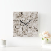 Vintage hellgraue Elfenbein-Rose Quadratische Wanduhr (Zuhause)