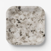 Vintage hellgraue Rose mit Blumen Pappteller (Vorderseite)