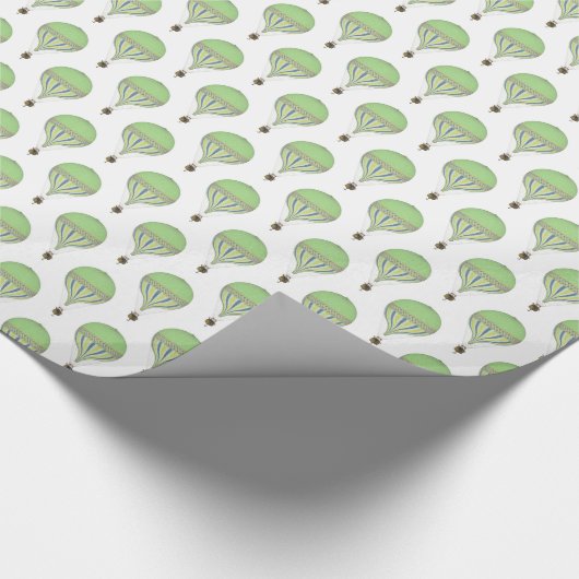 Vintage hellgrüne, blaue, gelbe Luftballons Geschenkpapier (Ecke)