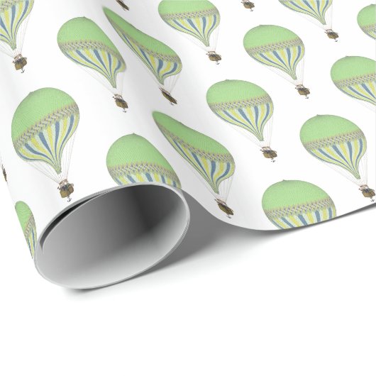 Vintage hellgrüne, blaue, gelbe Luftballons Geschenkpapier (Rolleneckpunkt)