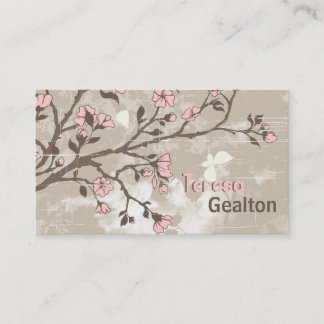 Vintage hellrosa Blumen floraler Grunge Taupe Visitenkarte