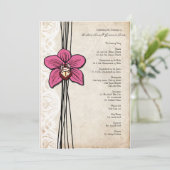 Vintage hellrosa Orchideen-Hochzeitsprogramm Programm (Stehend Vorderseite)