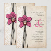 Vintage, hellrosa Orchideenhochzeit Einladung (Vorne/Hinten)