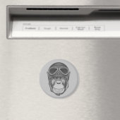 Vintage Helm Schimpanse Magnet (In Situ (Geschirrspüler))