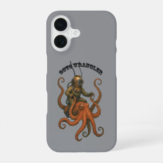 Vintage Helmet Diver Riding a Giant Octopus URM iPhone 16 Hülle
