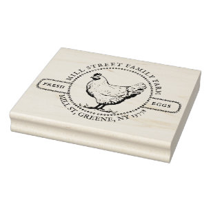 VINTAGE HEN-Holz-Briefmarke Frische Eier Gummistempel