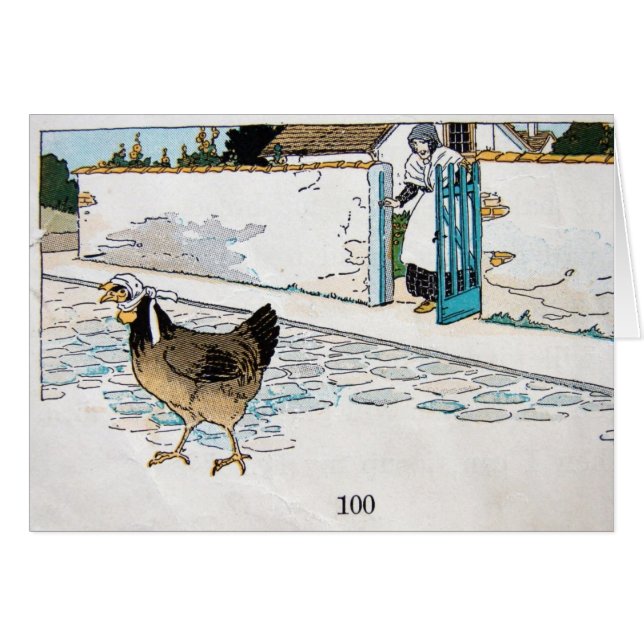 Vintage Hen in a Scarf (Vorderseite (Horizontal))