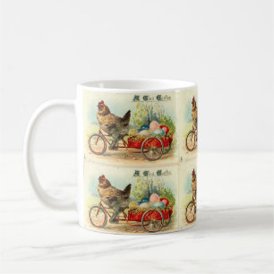 Vintage-Henne auf Fahrrad-Ostern Kaffeetasse