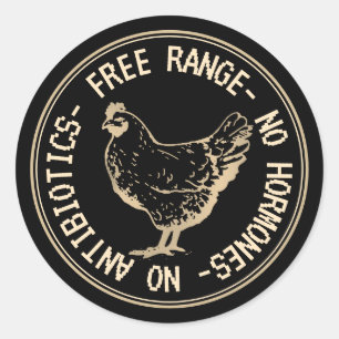 Vintage-Henne Freilandhaltung Ohne Hormone Emblem Runder Aufkleber
