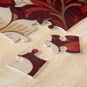 Vintage Henne Rot und Creme Blumenmuster Puzzle (Seite)