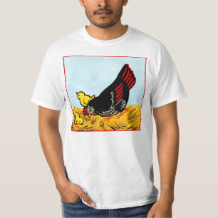 Vintage Henne und Küken-Druck T-Shirt