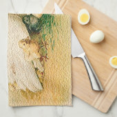 Vintage Hennen und Hühner Ostern Geschirrtuch (Viertel Falte)