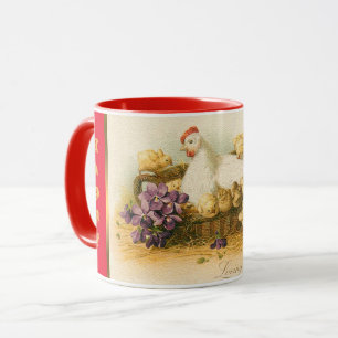 Vintage Hennen und Hühner Ostern Tasse