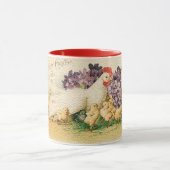 Vintage Hennen und Hühner Ostern Tasse (Zentrum)