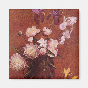 Vintage Henri Latour Bouquet aus Pfingstrosen und Magnet