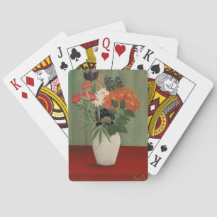Vintage Henri Rousseau Kunstprint in Altgrün mit B Spielkarten