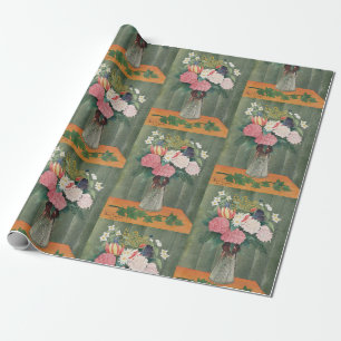 Vintage Henri Rousseau Stillleben mit rosa Blumen Geschenkpapier