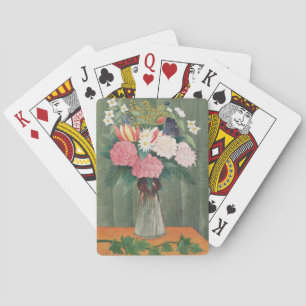 Vintage Henri Rousseau Stillleben mit rosa Blumen Spielkarten