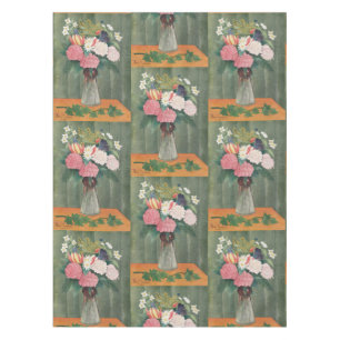 Vintage Henri Rousseau Stillleben mit rosa Blumen Tischdecke