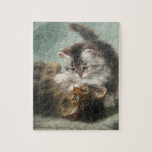 Vintage Henriëtte Ronner Knip spielende Kätzchen Puzzle
