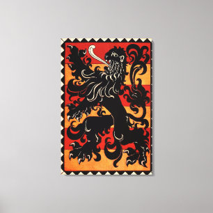 Vintage Heraldische Löwe (Belgien) Leinwanddruck