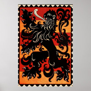 Vintage Heraldische Löwe (Belgien) Poster