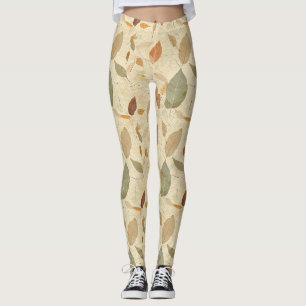 Vintage Herbarium gepresste Blätter Braun Gold Oli Leggings