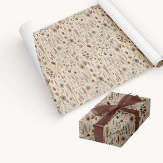 Vintage Herbarium gepresster Blumenverpackungsstra Geschenkpapier Set