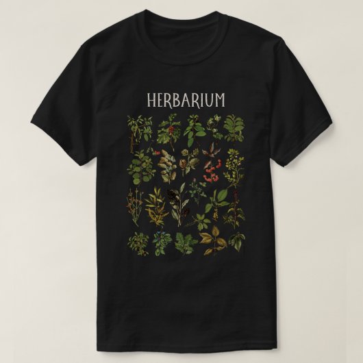 Vintage Herbarium Green Pflanze Chart T-Shirt (Design vorne)