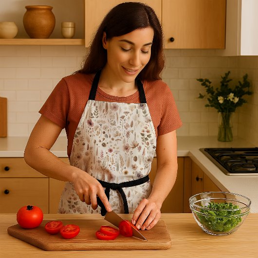 Vintage Herbarium Pressed Flower Botanical Kitchen Schürze