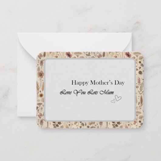 Vintage Herbarium Pressed Flower Flat Note Card Mitteilungskarte (Vorderseite)