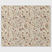 Vintage Herbarium Pressed Flower Gift Wrap Paper Geschenkpapier (Flach)