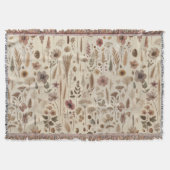 Vintage Herbarium Pressed Flower Throw Blanket Decke (Vorderseite)