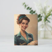 Vintage Herberge mit Essen Postkarte (Stehend Vorderseite)