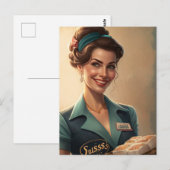 Vintage Herberge mit Essen Postkarte (Vorne/Hinten)