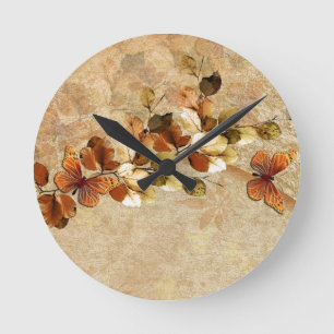 Vintage Herbst-Blatt-Luxusuhr Runde Wanduhr