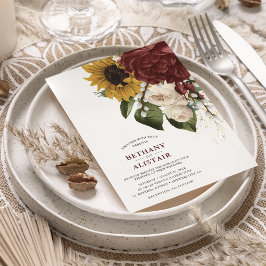 Vintage Herbst Blume Grüne Blätter Hochzeit Einladung