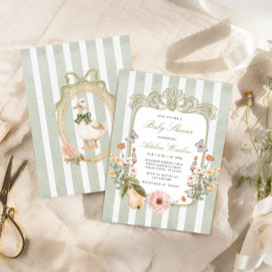 Vintage-Herbst-Blumen-Baby-Party Einladung