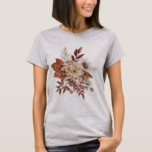 Vintage-Herbst-Blumen-Blätter-T-Shirt T-Shirt
