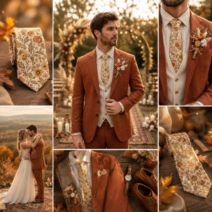 Vintage Herbst-Blumen-Eleganz Krawatte