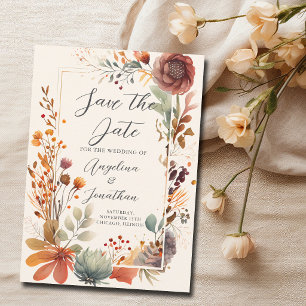 Vintage Herbst Blumen Elfenbein Boho Herbst Save The Date