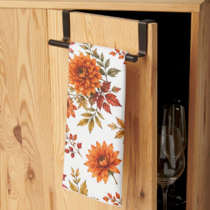 Vintage Herbst-Blumenmuster mit Sonnenblumen Geschirrtuch
