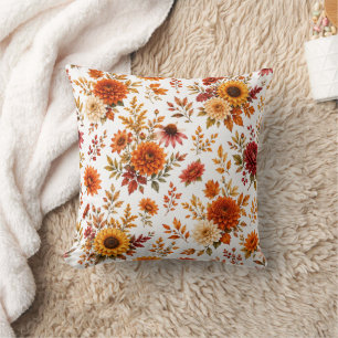 Vintage Herbst-Blumenmuster mit Sonnenblumen Kissen