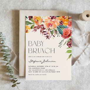 Vintage-Herbst-Blumenstrauß-Aquarell-Baby-Brunch Einladung